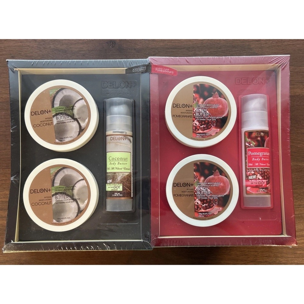 DELON+ Intense Moisturizing Body Butter Gift Set Duo Coconut & Pomegranate NEW